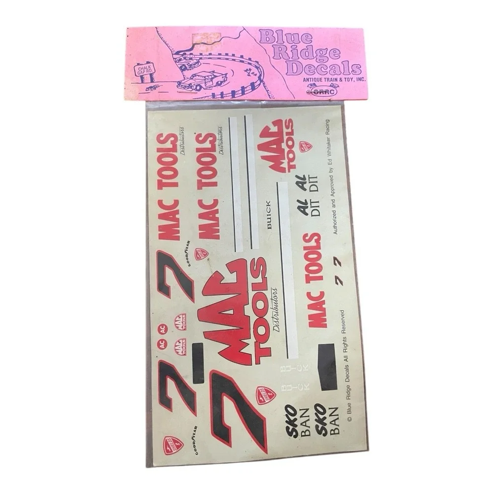 Harry Gant #7 Mac Tools Chevy 1/25 1/24 Decal Blue Ridge Decals